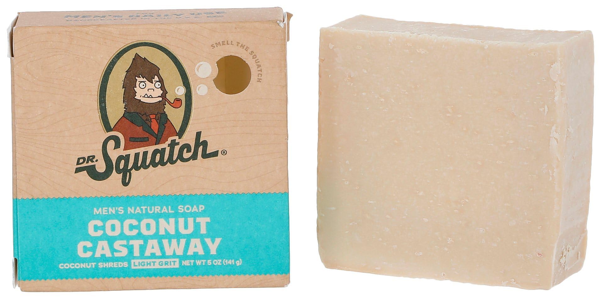 Dr. Squatch All Natural Bar Soap for Men with Light Grit, Coconut Castaway 5 Ounce (Pack of 1) 0.02 pounds