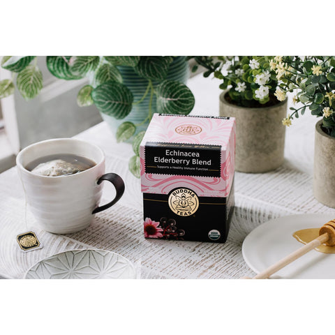 Buddha Teas - Organic Echinacea Elderberry Blend - Herbal Tea - For Health & Wellbeing - With Antioxidants & Minerals - Clean Ingredients - No Caffeine - OU Kosher & Non-GMO - 18 Tea Bags (Pack of 1)