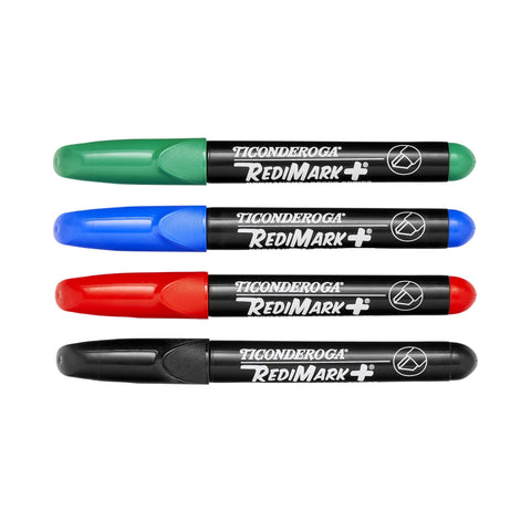 Dixon Ticonderoga RediMark Plus Low Odor Permanent Markers, Chisel Point, Set of 4 (95040)