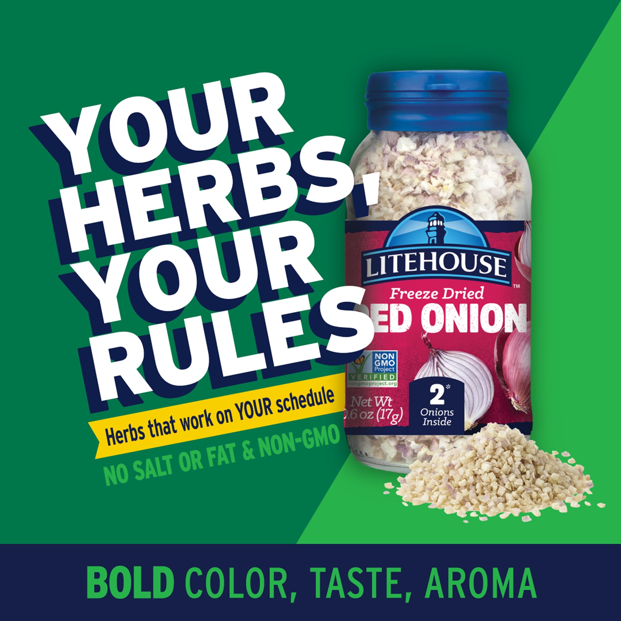 Litehouse Freeze Dried Red Onion - Fresh Red Onion Substitute, Gluten Free, Vegetarian, Keto, Non-GMO, No Refrigeration Required, Seasonings for Cooking - 0.60 Oz