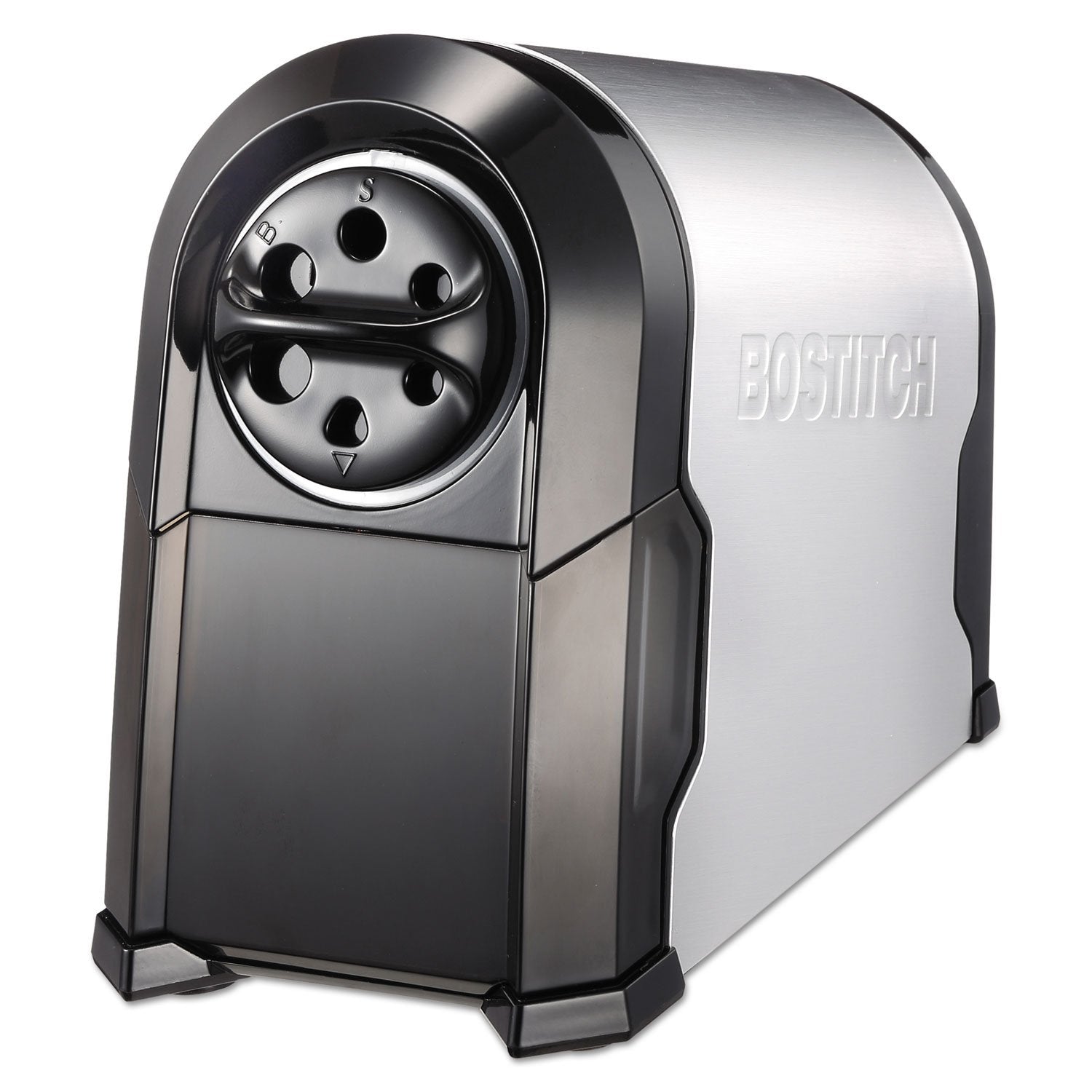 Bostitch Office SuperPro Glow Electric Pencil Sharpener, Heavy Duty Commercial Classroom, Replaceable Cutter Cartridge System, 6-Hole, Silver/Black
