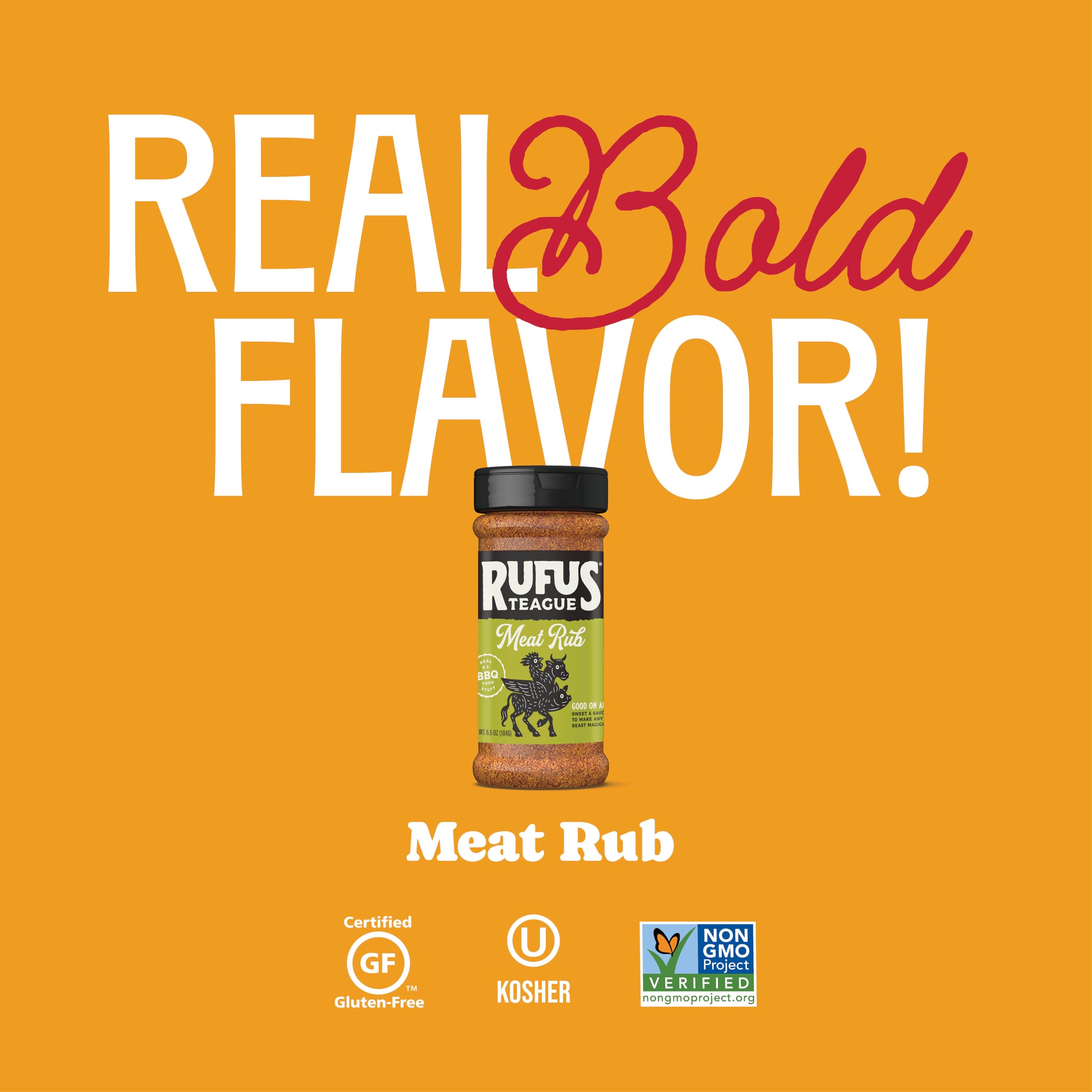 Rufus Teague Meat Rub, Premium Barbecue Seasoning & Dry Rub for Smoking and Grilling, Award-Winning Flavor for Beef, Pork & Chicken, Gluten-Free, 6.5 oz