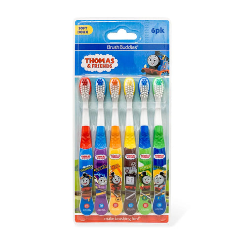 Brush Buddies Thomas & Friends Kids Toothbrush Set 6 Pack Soft Bristle Toddler Toothbrush Ages 2+ Small Head Easy Grip Handle Fun Character Toothbrushes Kids Oral Care