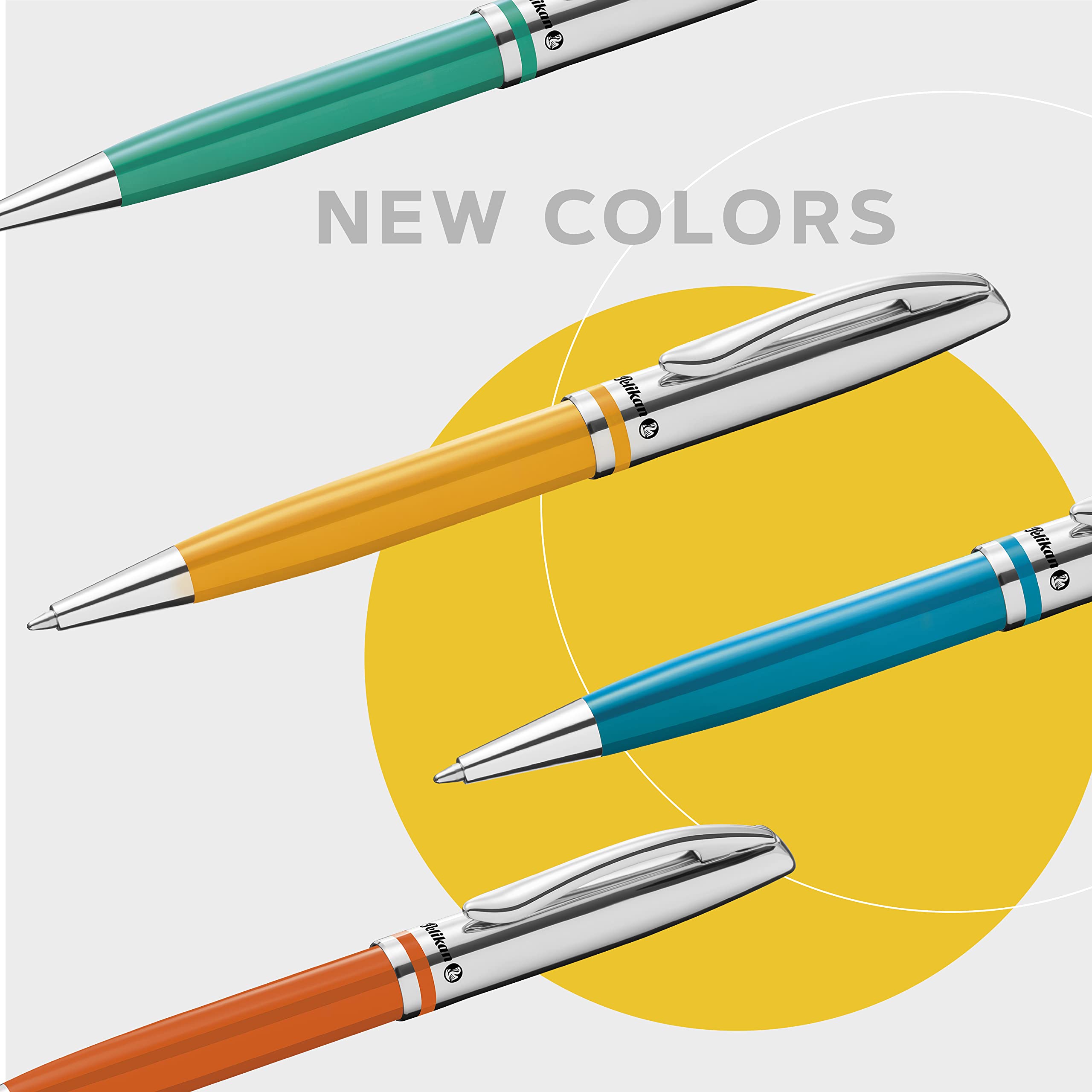 Pelikan Jazz Classic Ballpoint Pen with Medium Point, Blue Ink Refill, Metal, Orange, Boxed, 1 Each (815024)