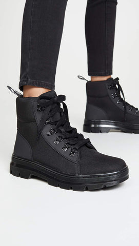Dr. Martens Women's Combs W Combat Boot, Black/Black, 10