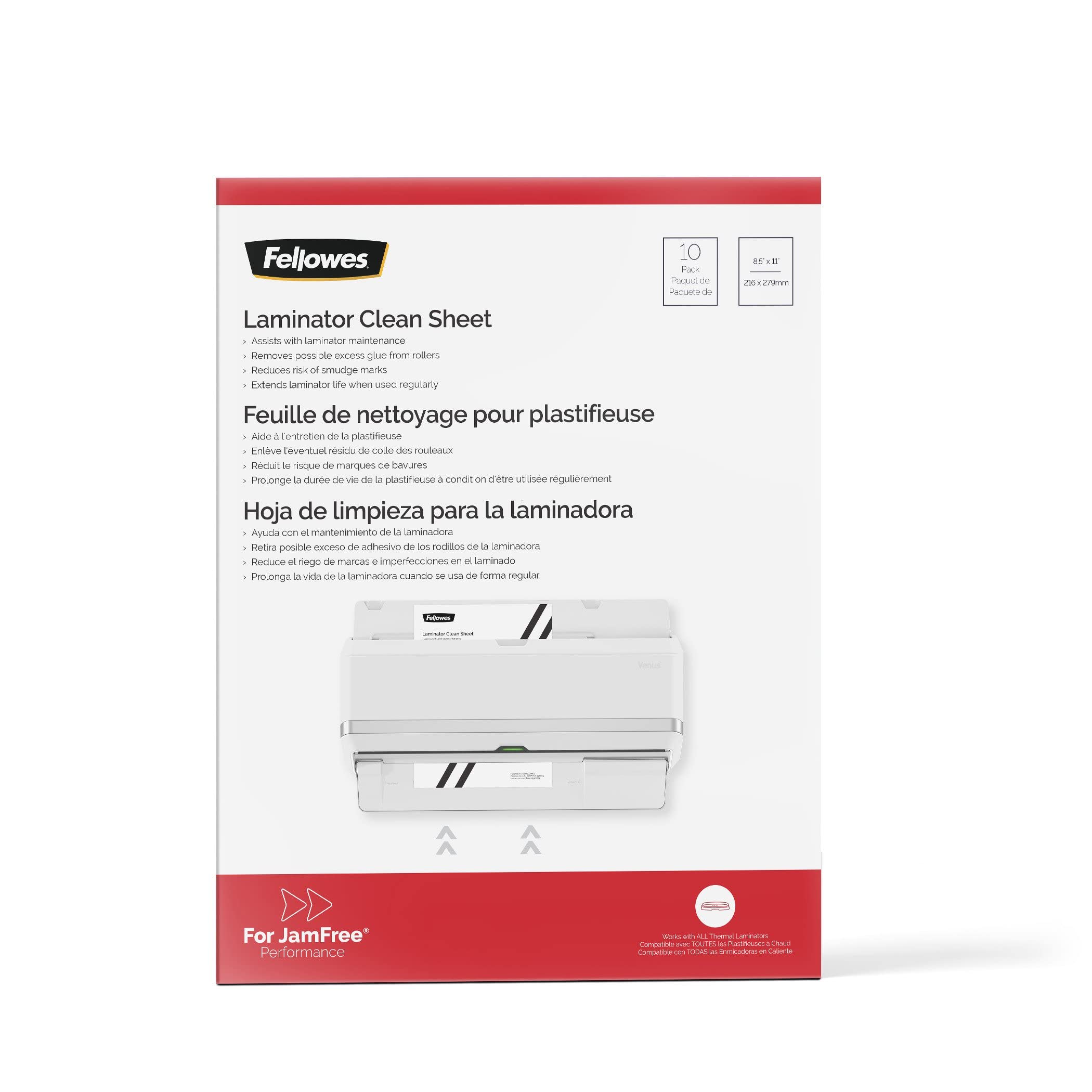 Fellowes Laminator Cleaning Sheets, 10 Pack, 8.5 x 11 in