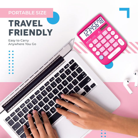 CATIGA Desktop Calculator 8 Digit with Solar Power and Easy to Read LCD Display, Big Buttons, for Home, Office, School, Class and Business, 4 Function Small Basic Calculators for Desk, CD-8185