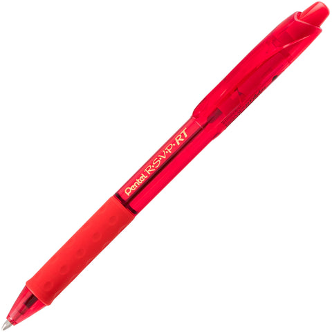 Pentel RSVP RT COLORS Retractable Ball Point Pen, Medium Line, Red Barrel, Red Ink, Box of 12 (BK93CRB-B)