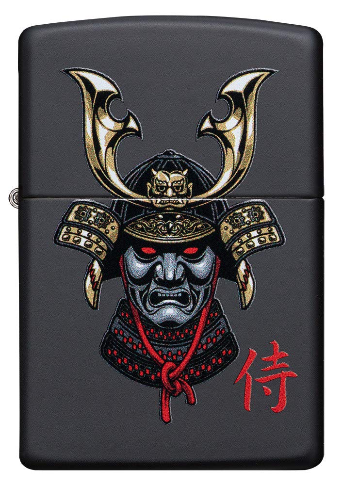 Zippo Samurai Helmet Design Black Matte Pocket Lighter, One Size