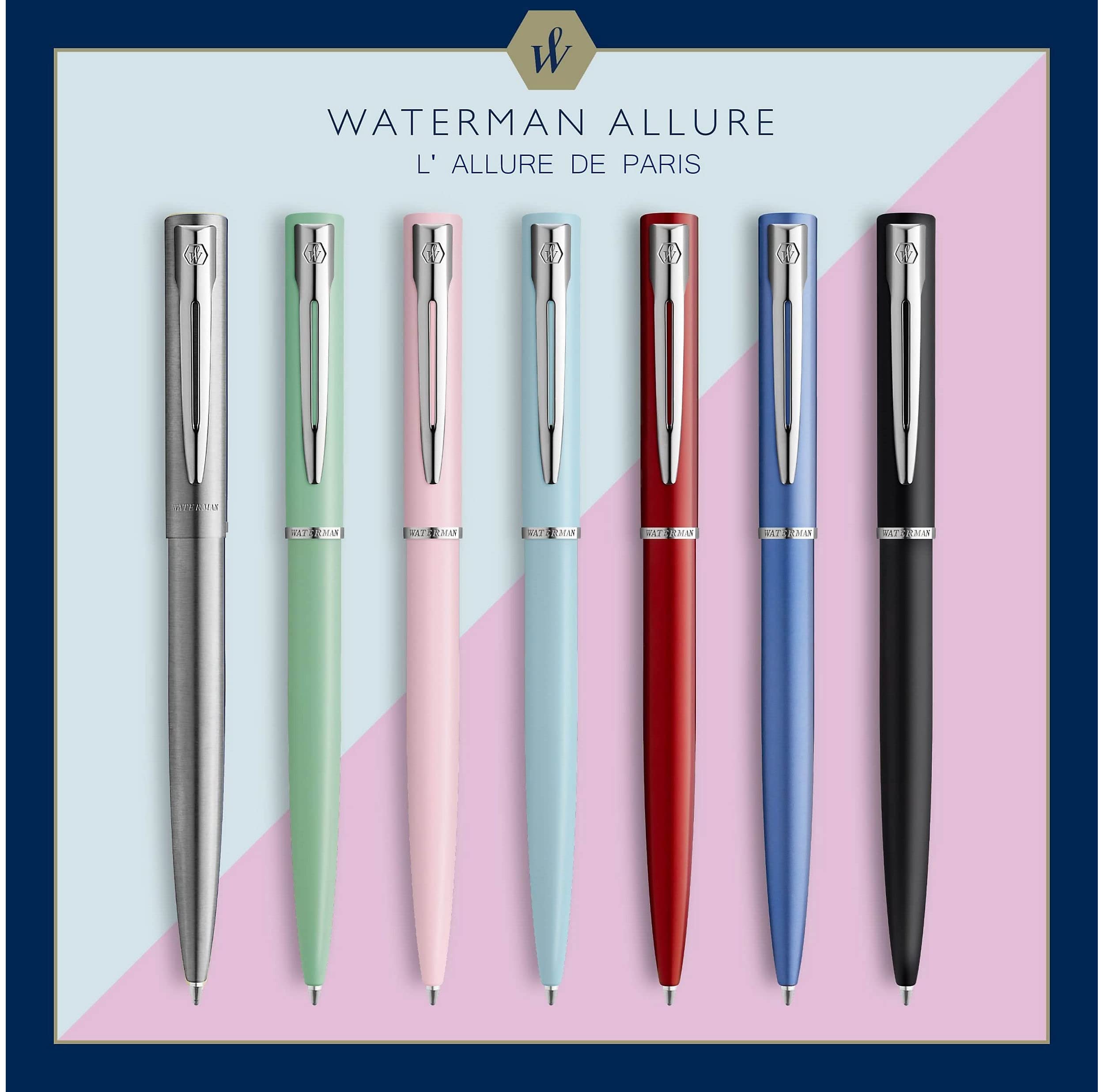 Waterman Allure Ballpoint Pen | Macaron Pink Pastel Lacquer | Medium Point | Blue Ink | With Gift Box