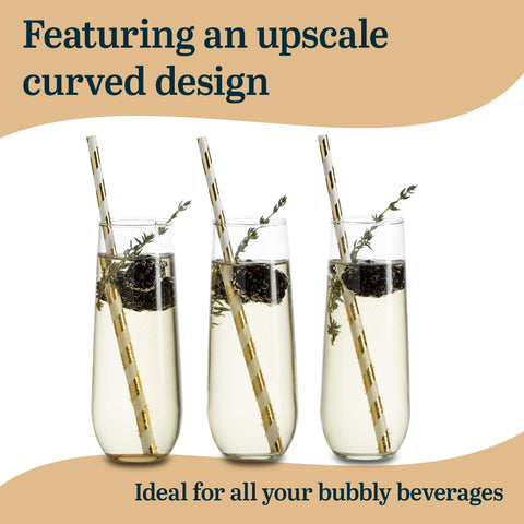 Libbey Stemless Champagne Flute Glasses, 8.5-ounce, Set of 12