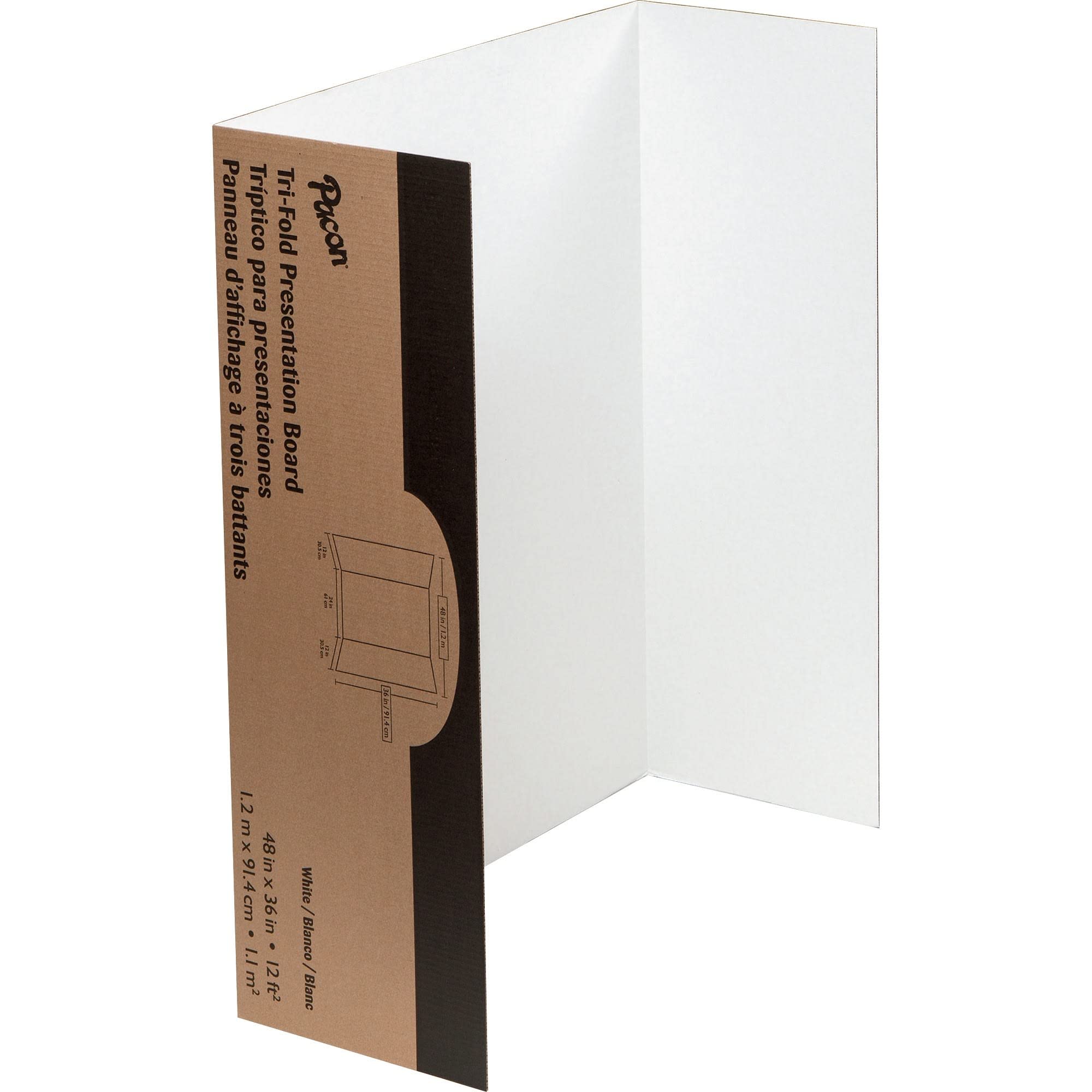 Pacon Tri-Fold Presentation Board, 40"X28", Pack of 8, White,