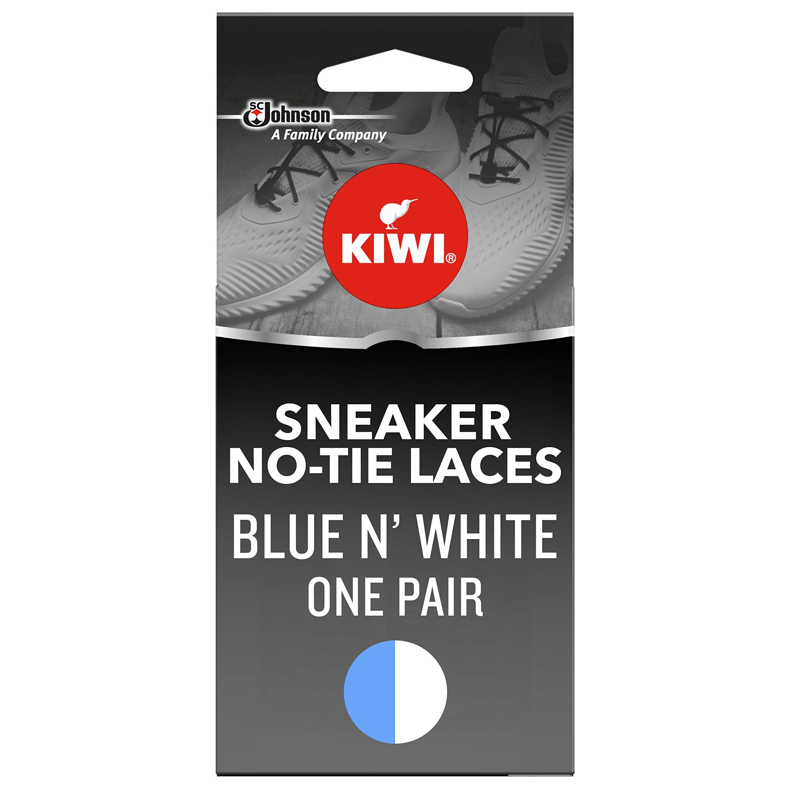 KIWI Sneaker No-Tie Shoe Laces, Blue N' White, One Size Fits All, 1 Pair