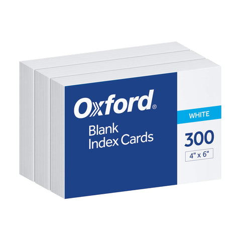 Oxford Blank Index Cards, 4" x 6", White, 300 Count (1 pack) (10002EE)