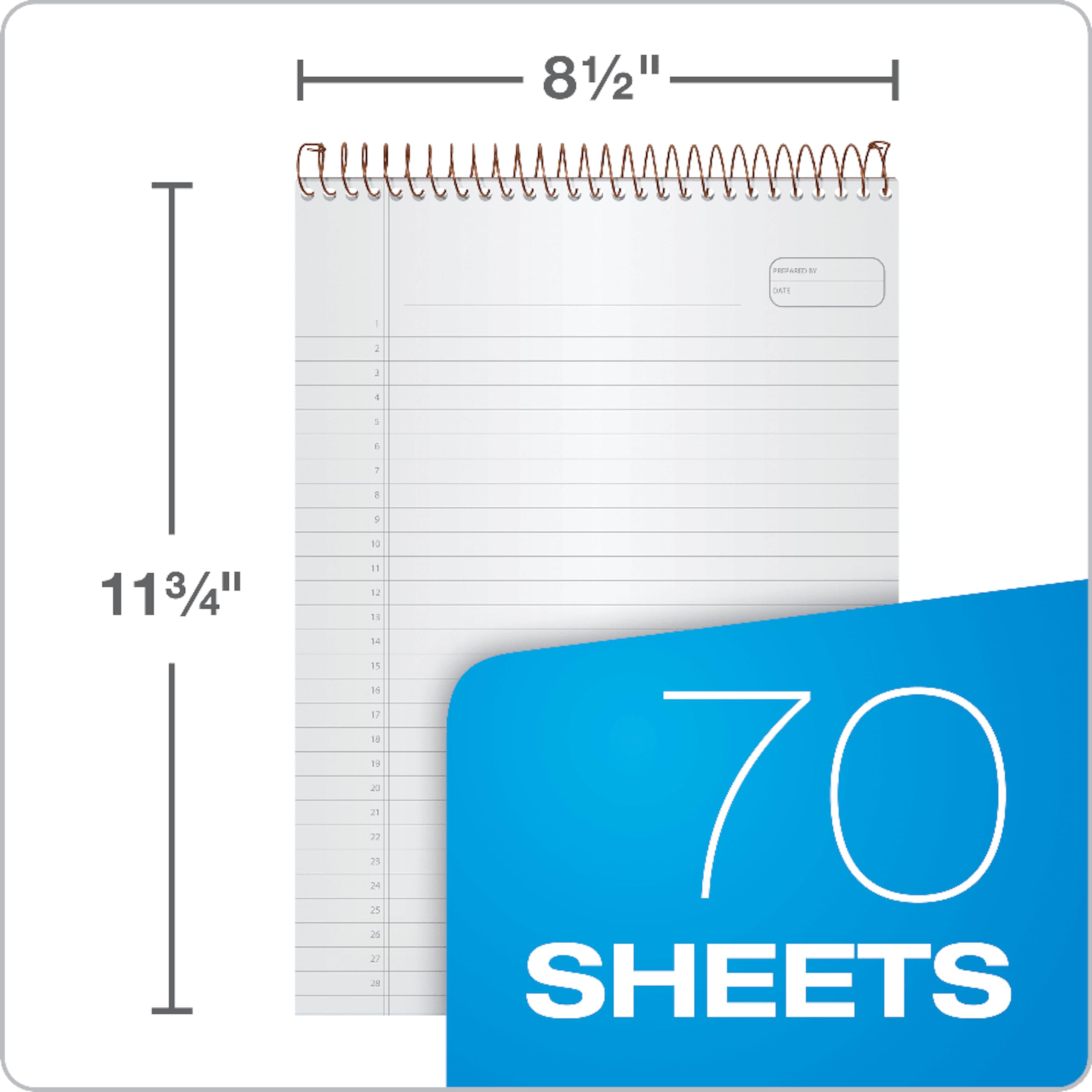 AMPAD Gold Fibre Project Planner, Top-Wire Bound, 8-1/2" x 11-3/4", Project Rule, Navy Cover, 70 Sheets (20-815) , White