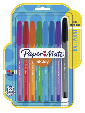 Paper Mate Inkjoy 100 Ballpoint Pen, Stick, Medium 1 Mm, Eight Assorted Ink And Barrel Colors, 8/pack