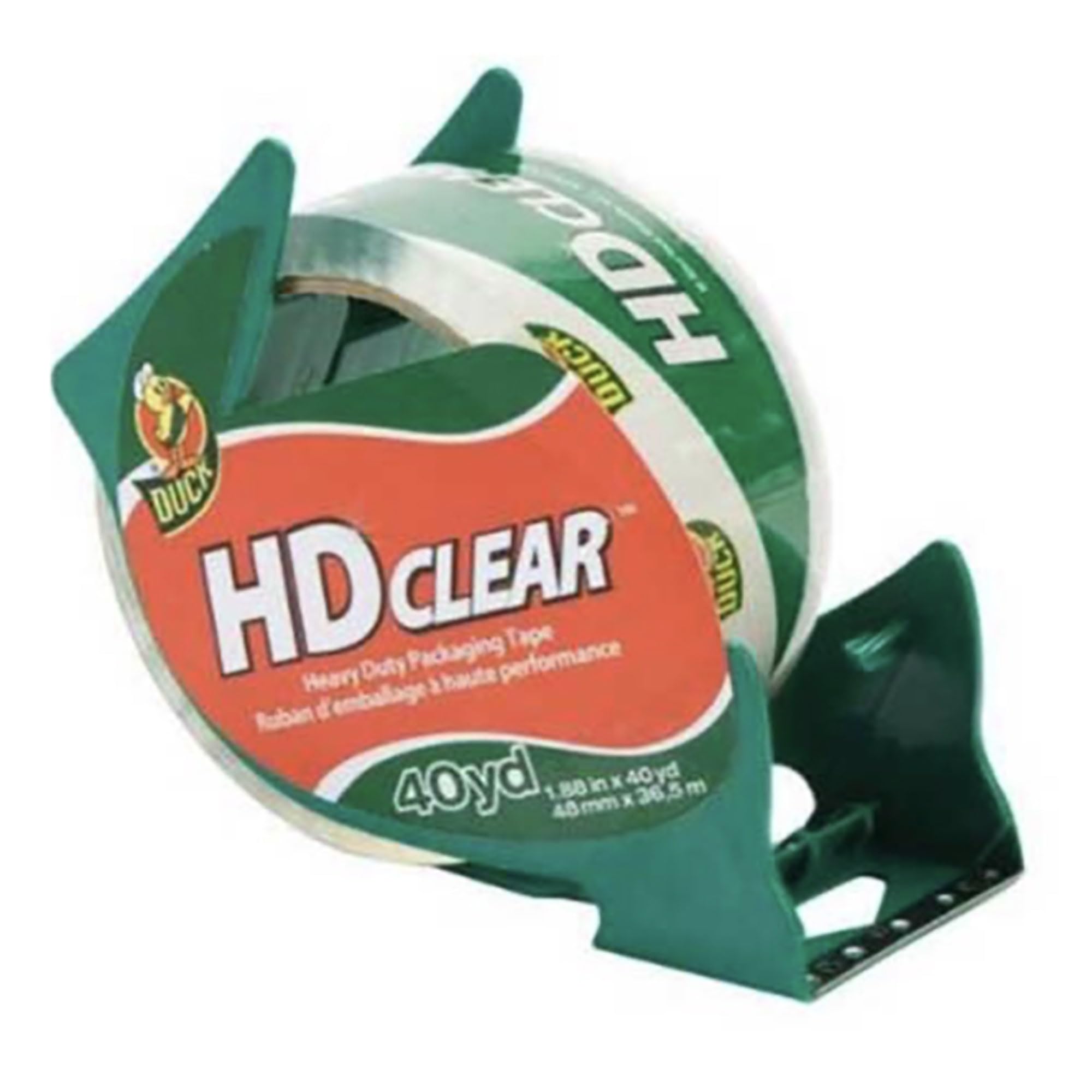 Duck HD Clear Heavy Duty Packing Tape with Dispenser, 1.88 Inch x 40 Yard, 1 Roll (394589)