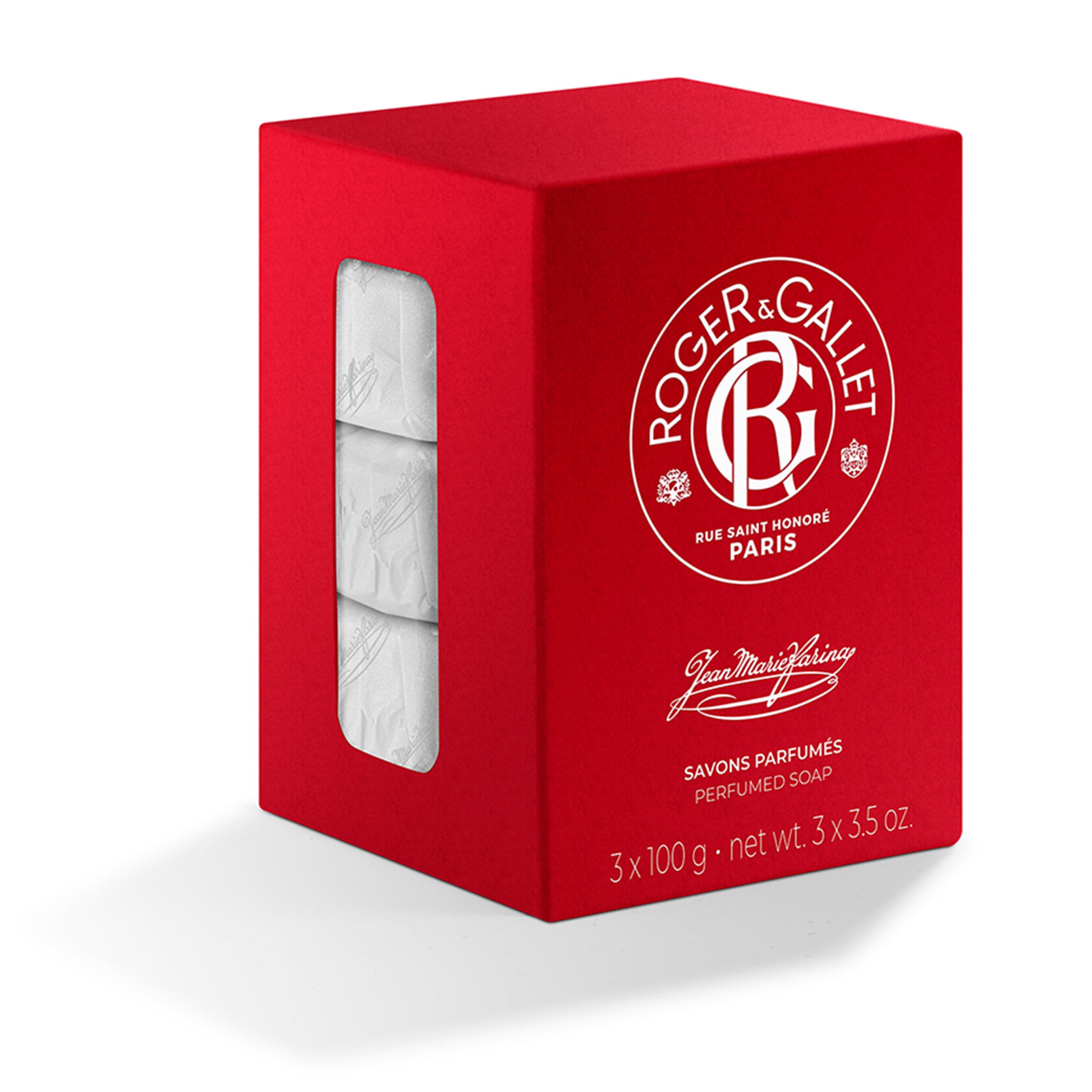 ROGER & GALLET Perfumed Soap Bar – French-Milled Gentle Cleansing Soap with Citrus & Aromatic Fragrance, 99% Natural Origin Ingredients (Jean Marie Farina | 3 Pack x 3.5 oz)