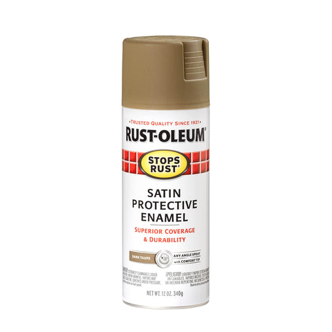 Rust-Oleum 241238 Stops Rust Spray Paint, 12 oz, Satin Dark Taupe