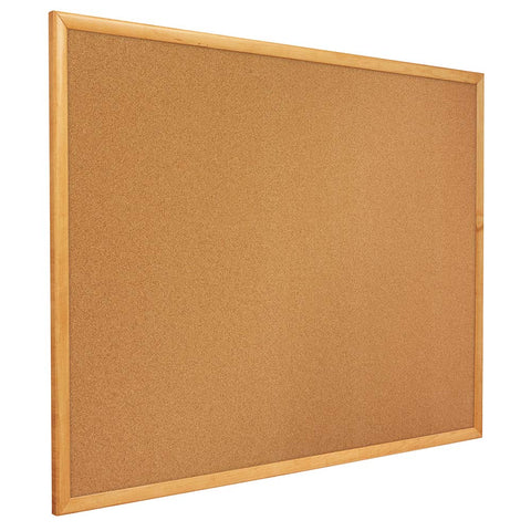 Quartet Cork Board, Bulletin Board, 3' x 1' Corkboard, Oak Finish Frame (300)