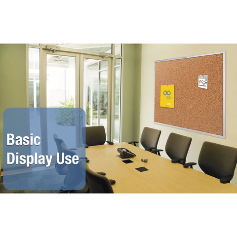 Quartet Cork Bulletin Board 72"W x 48"H Pin Board, Silver Aluminum Frame (2307)