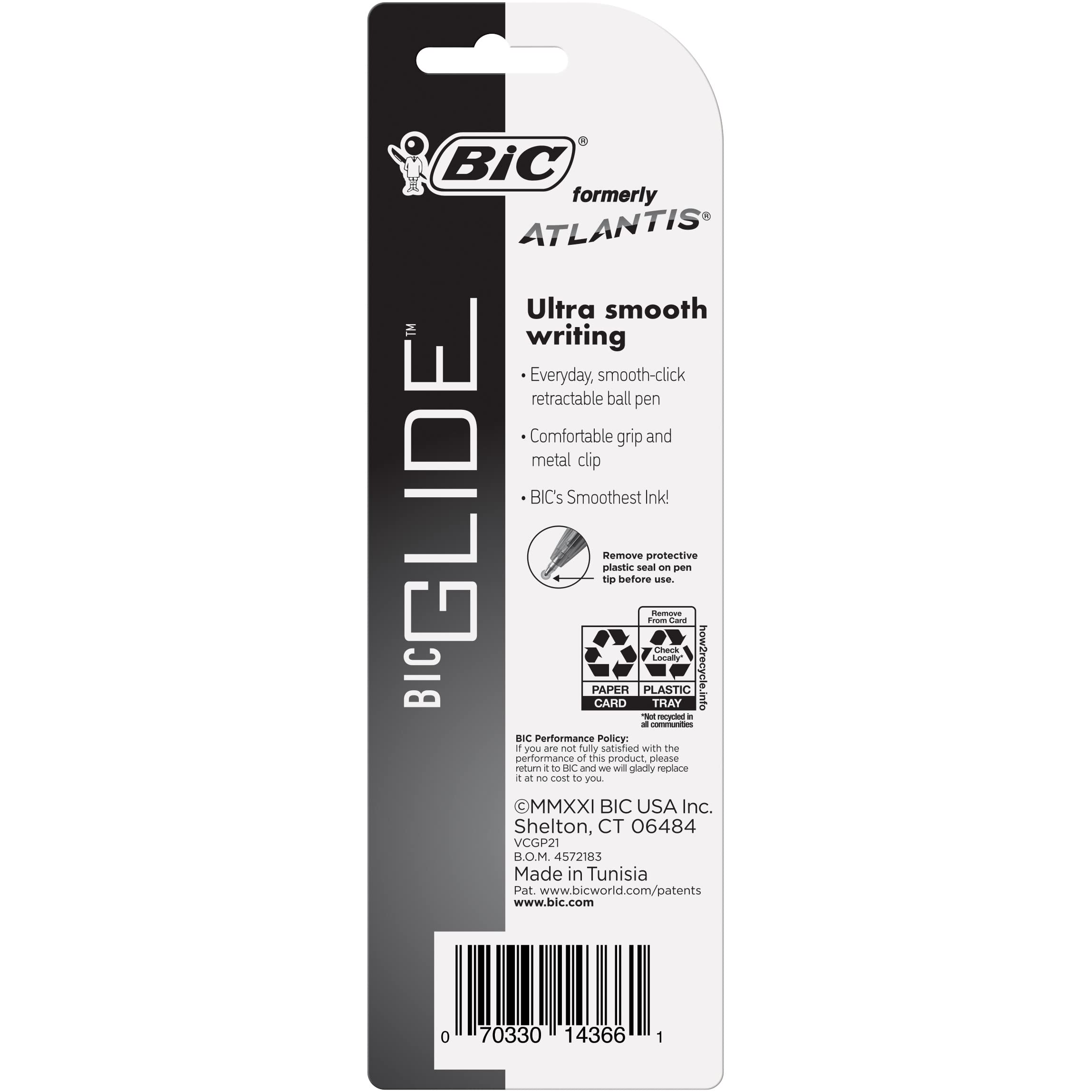 BIC Glide Blue Retractable Ballpoint Pens, Medium Point (1.0mm), 2-Count Pack, Ultra Smooth Writing Blue Pens