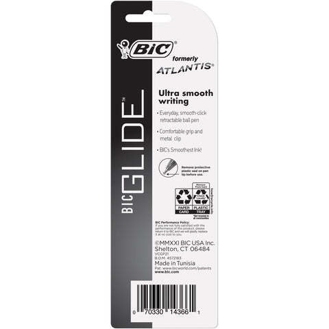 BIC Glide Blue Retractable Ballpoint Pens, Medium Point (1.0mm), 2-Count Pack, Ultra Smooth Writing Blue Pens