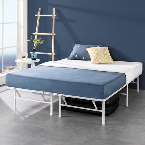 Zinus SmartBase Tool-Free Assembly Mattress Foundation, 14 Inch Metal Platform Bed Frame, No Box Spring Needed, Sturdy Steel Frame, Underbed Storage, White, Full