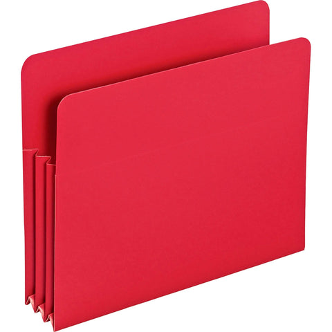 Smead Poly File Pocket, Straight-Cut Tab, 3-1/2" Expansion, Letter Size, Red, 4 per Box (73501)