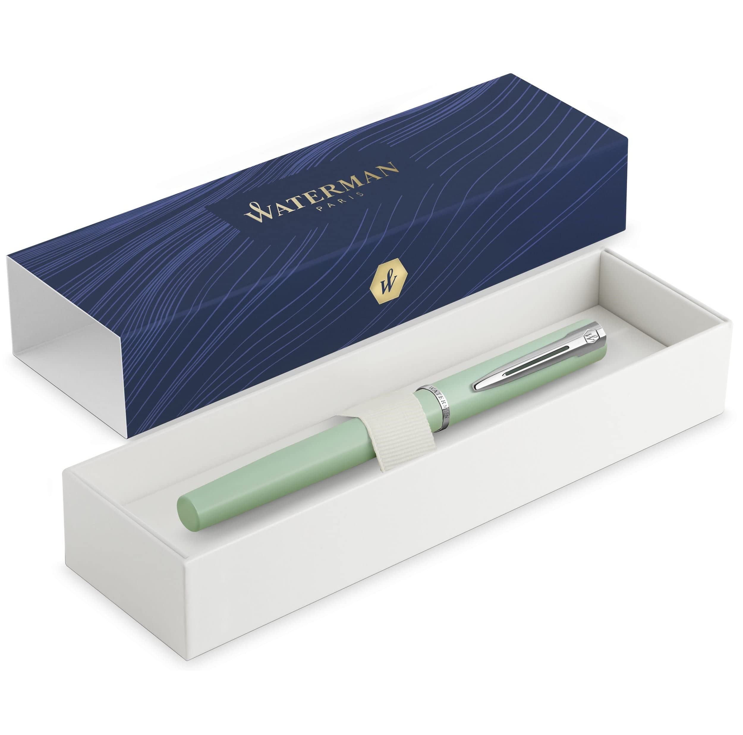 Waterman Allure Fountain Pen | Mint Green Matte Lacquer with Chrome Trim | Fine Stainless Steel Nib | Blue Ink | With Gift Box