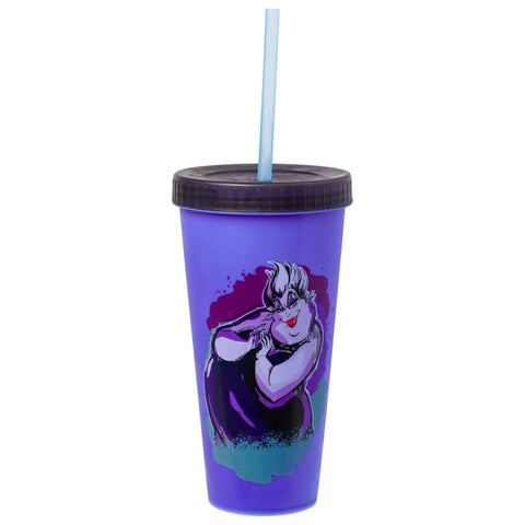 Silver Buffalo Disney Villains 4 pack Color Change Plastic Tumbler Featuring The Evil Queen, Cruella De Vil, Ursula, and Maleficent, 24 Ounces