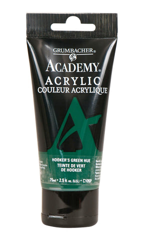 GRUMBACHER Academy Acrylic Paint, 75ml/2.5 Ounce Plastic Tube, Hooker's Green Hue (C105P)