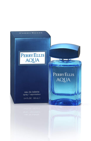 Perry Ellis Perry Ellis Aqua Men 3.4oz EDT Spray, 0.25oz EDT Spray, 6.8oz Deodorizing Body Spray, 1.7oz Shower Gel 4 Pc Gift Set