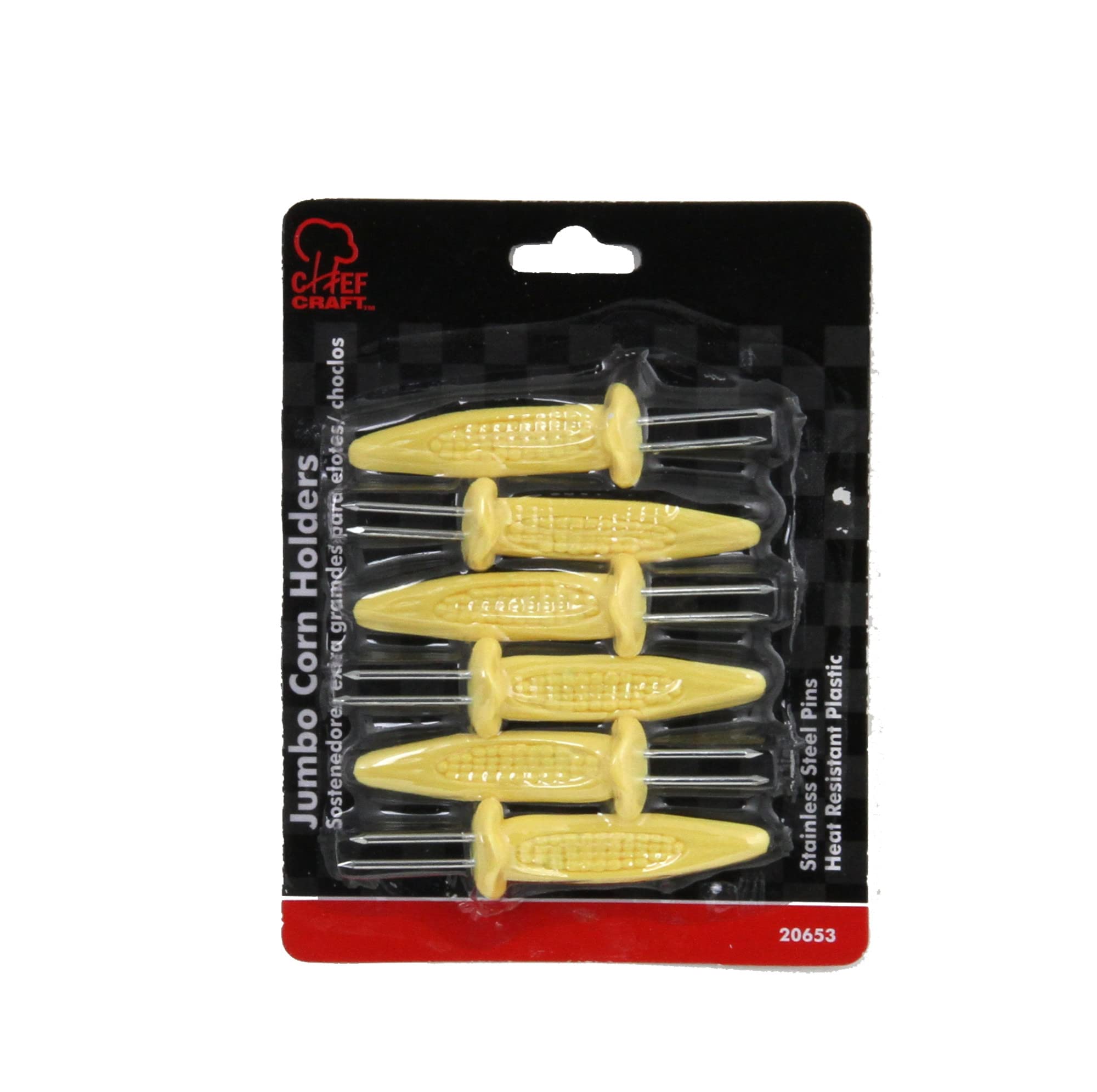 Chef Craft Jumbo Corn Holders (6 Pieces), Yellow, One Size, 20653