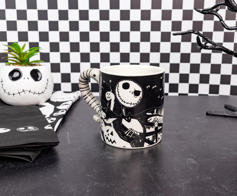 Silver Buffalo Disney Tim Burton's Nightmare Before Christmas Jack Skellington and Moonlight Snake 3D Sculpted Handle Ceramic Mug, 20 Ounces