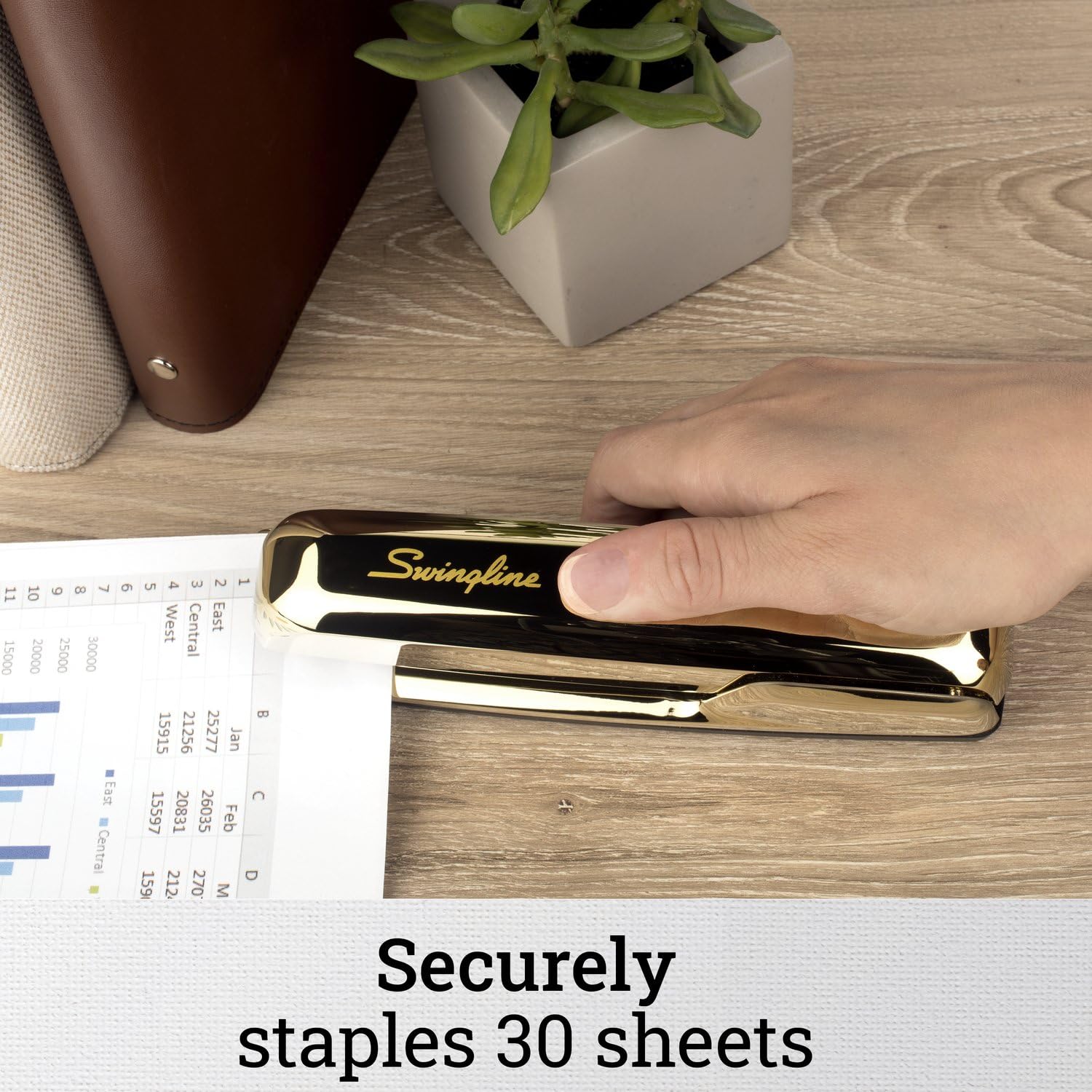 Swingline Stapler, 30 Sheet Capacity, 747 Business Stapler, Jam Free, Metal, Gold Chrome (74721)