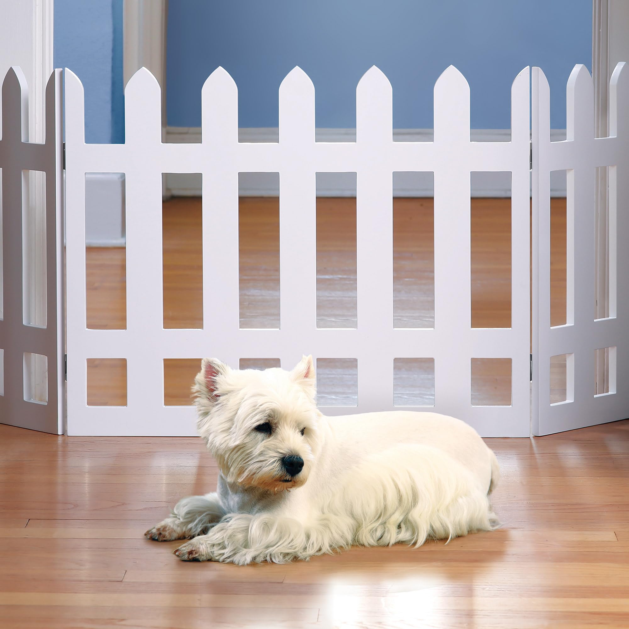 White Picket Fence Folding Pet Gate