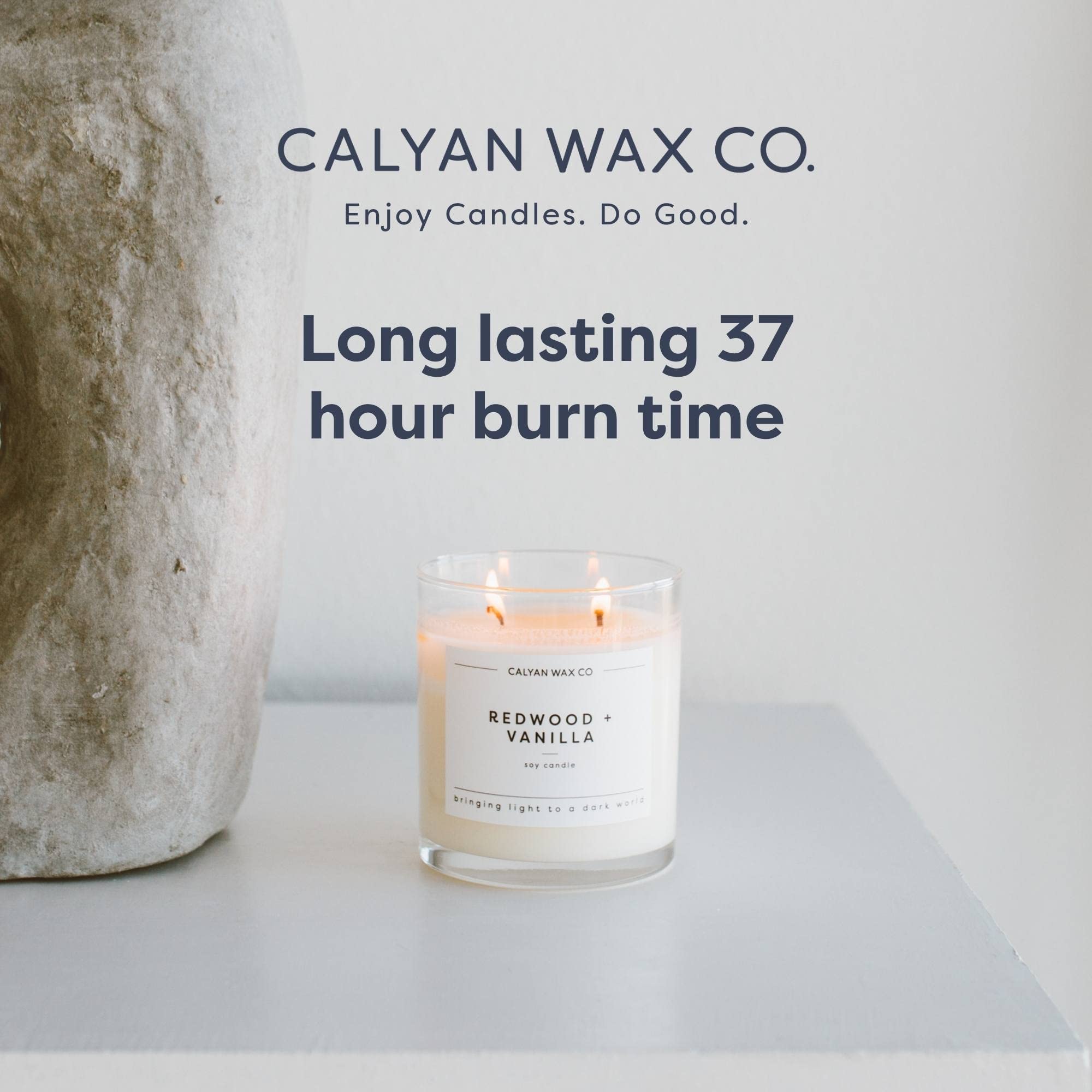 Calyan Wax Co. Smoke & Leather 2 Wick Scented Candle - 37 Hour Burn - Luxury Clean Soy Wax Candles - Long Lasting Large Glass Jar Candle for Home - 8.8oz