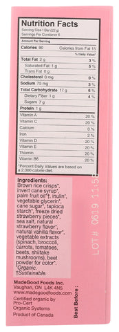 MadeGood Strawberry Crispy Squares, 6 Healthy Snacks, 0.78oz