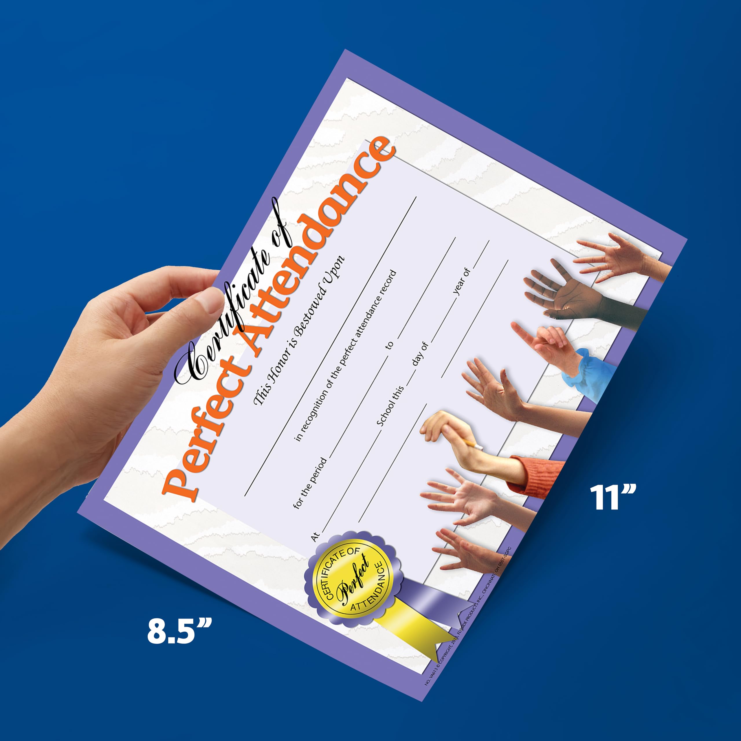 Hayes Perfect Attendance Certificate, 11 x 8-1/2 inches, Paper, Pack of 30