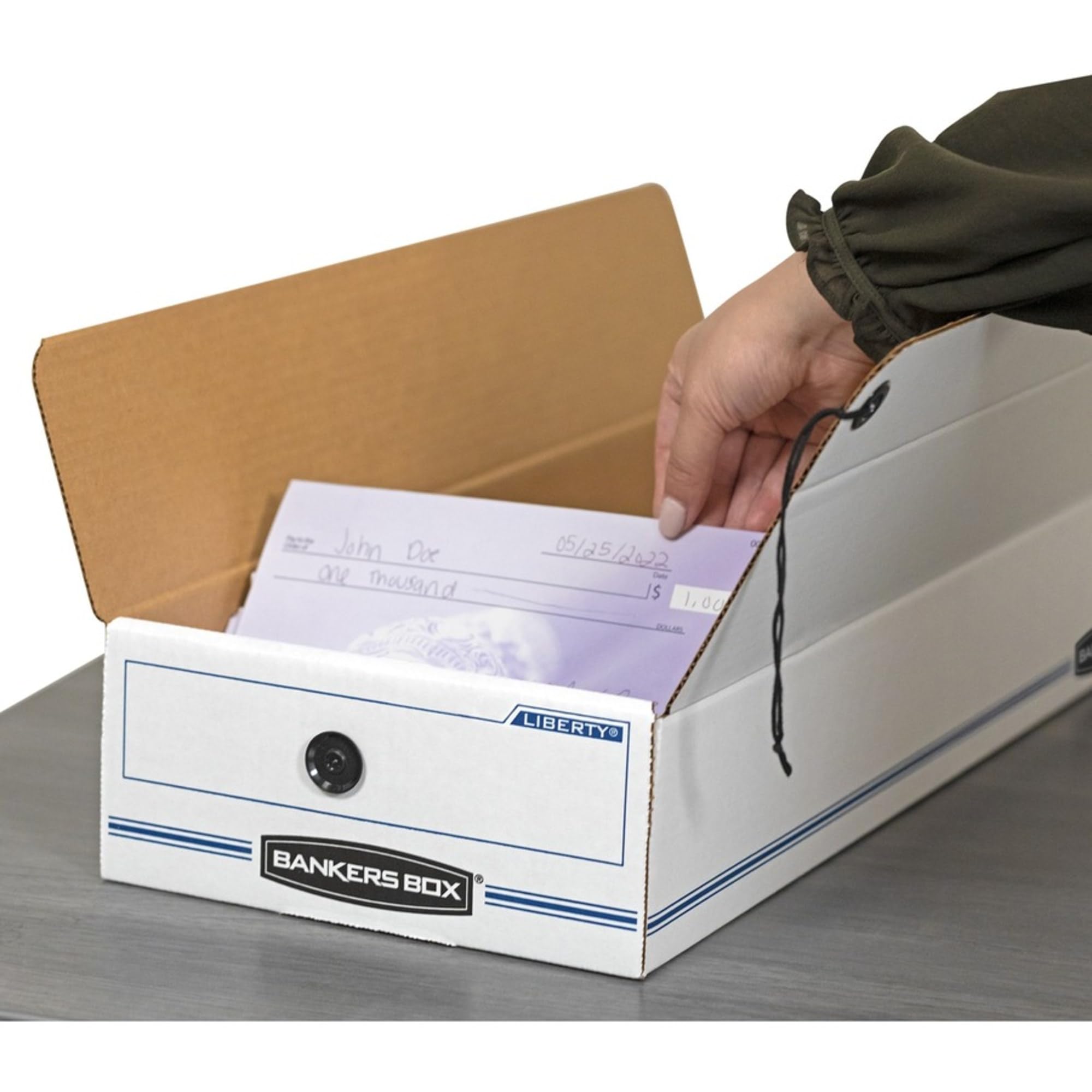 Bankers Box LIBERTY Check and Form Boxes, Standard Set-Up, String and Button, 9 x 23 x 4 Inches, Case of 12, (00002)