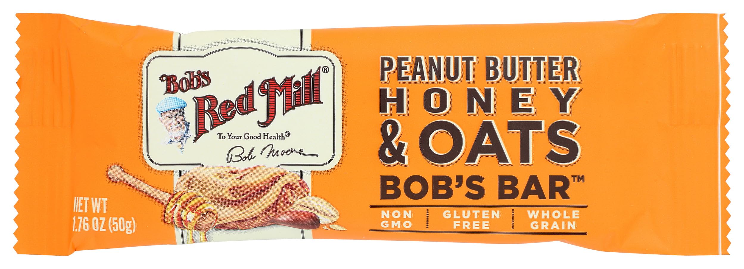 Bob's Red Mill Peanut Butter Honey & Oats Snack Bar – 1.76 Ounce (Pack of 1) - Gluten Free, Non-GMO, Whole Grain