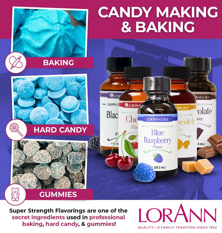 LorAnn Oils Super Strength Flavoring - Used For Candy Making, Flavoring Extracts, Baking, Hard Candy, and Flavor Oils - Bold, Natural Flavors 4X Stronger Than Extracts - Blue Raspberry, 1 fl oz