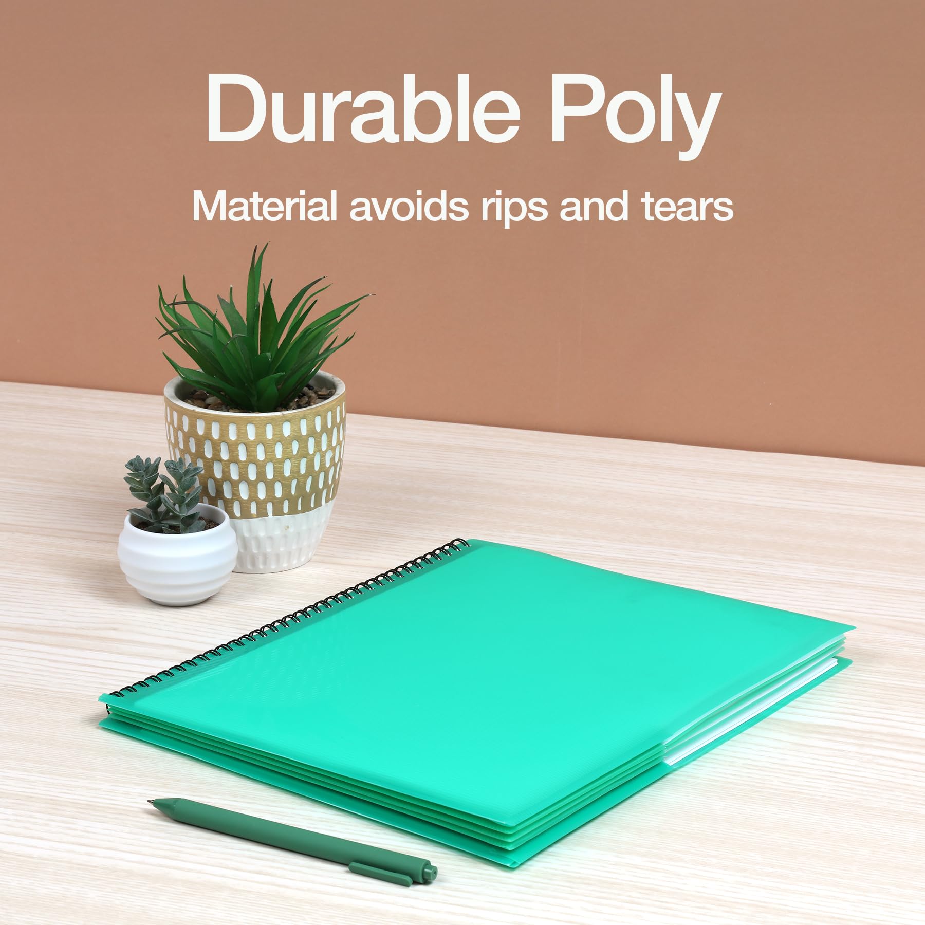 Oxford Poly 8-Pocket Organizer, Letter Size Folder, Durable Translucent Poly, Wire Binding, Holds 200 Sheets, Assorted Colors (Red, Blue, Green and Purple), No Color Choice, 1 Per Pack (5740404)