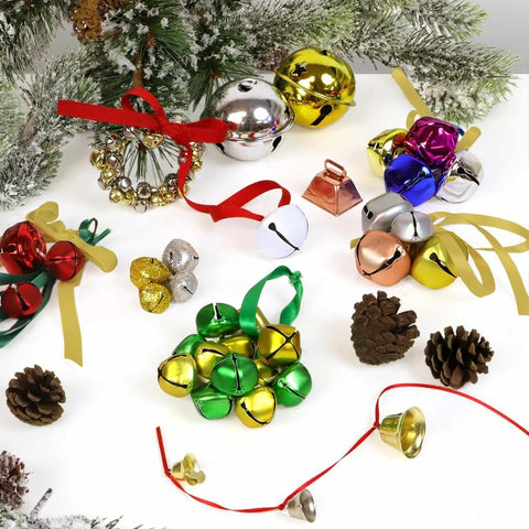 Essentials By Leisure Arts Jingle Bells 35mm Silver 4pc - Large Silver Craft Bells for Holiday Decorations, Ornaments, DIY Projects, Costumes, and Jewelry