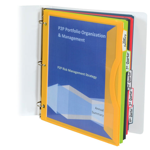 C-Line 5-Tab Binder Pockets with Write-On Index Tabs, Assorted Colors, 8.5 x 11 Inches, 5 Pockets per Set (06650)