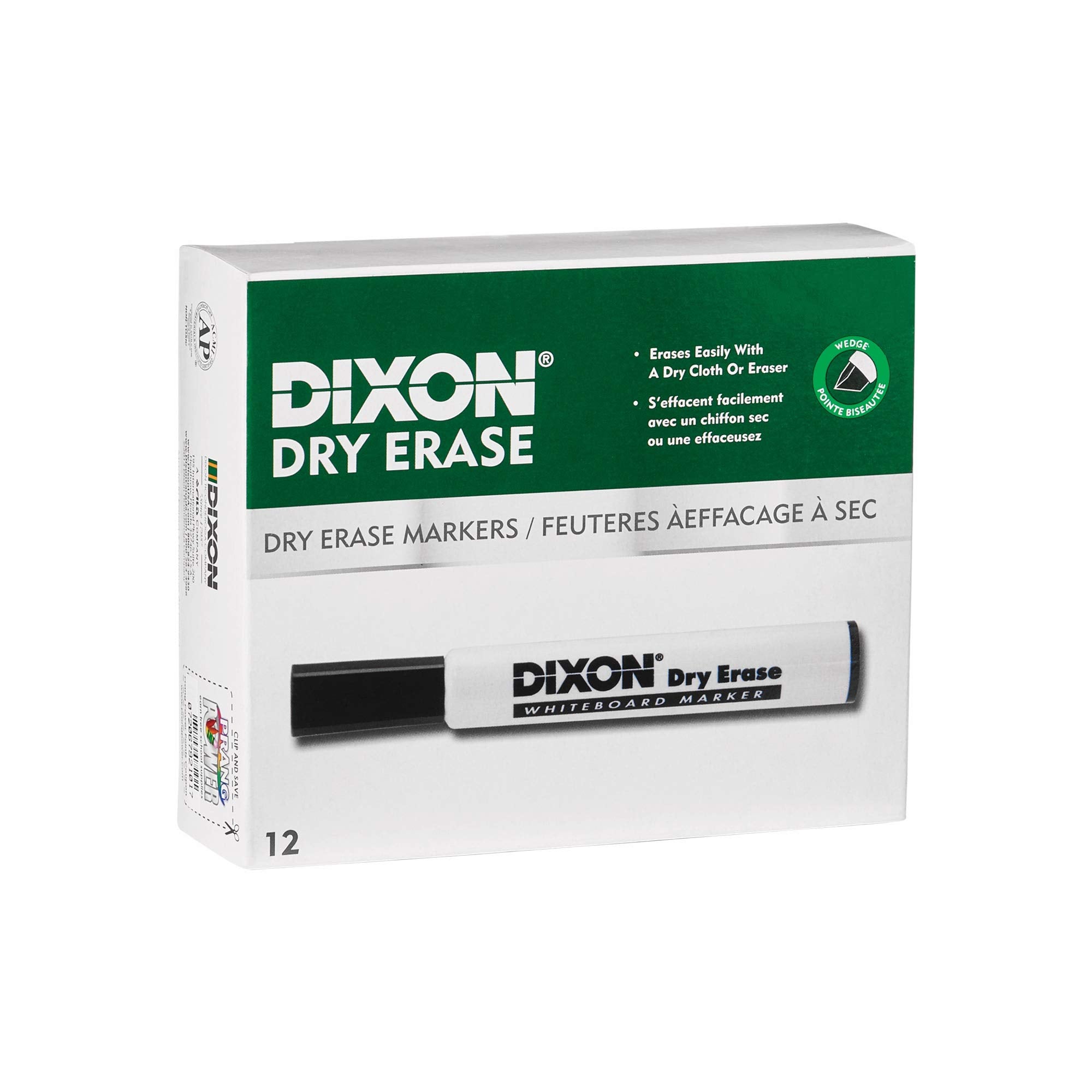 Dixon Dry Erase Markers, Wedge Tip, Red, 12-Pack (92101)