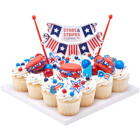 DecoPac Red, White, & Blue Sprinkles | Extra Large 26oz Pack | Cake Sprinkle Mix, Fancy Sprinkles For Cake Decorating, Handheld Container, Candy Sprinkles, Cake Sprinkles - Red, White, & Blue