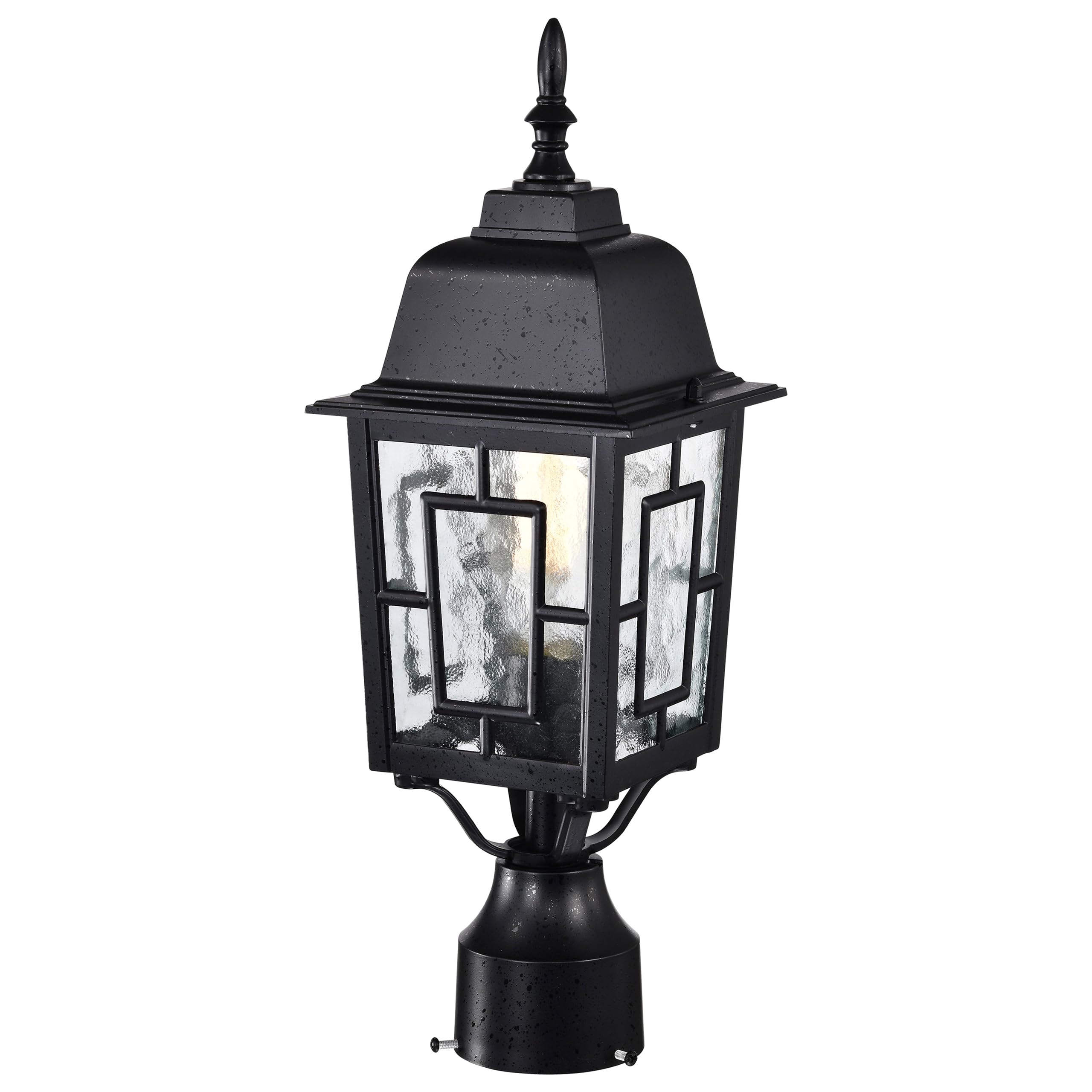 NUVO Lighting 60/4929 Banyan Outdoor Post Lantern Light Fixture with Clear Water Glass, Textured Black