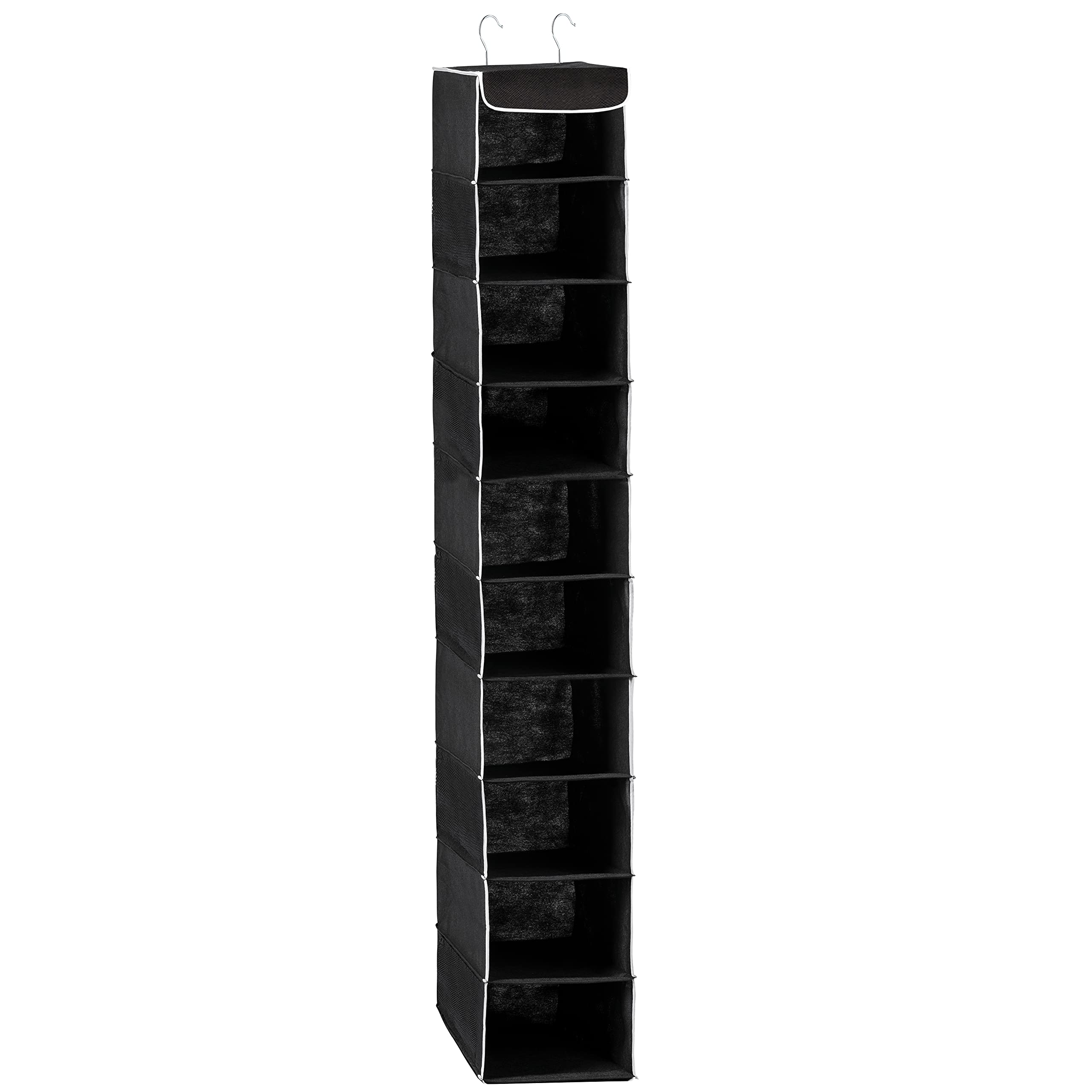 ZOBER Hanging Closet Organizer, 10-Shelf - Hanging Storage Organizer Shelves for Clothes, Towels, Toys - College Dorm Room, Nursery, & Home Closet